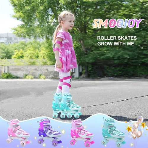 Miniatura 6 de Patines para niños y niñas con detalles de purpurina, patines de diseño musical para exteriores con ruedas iluminadas, patines ajustables para niños