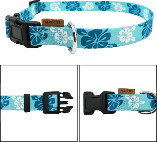 Miniatura 2 de Collar para Perro Aiminto, Lindo Patrón Floral, Collar Suave y Ajustable con Hebilla de Liberación Rápida (S