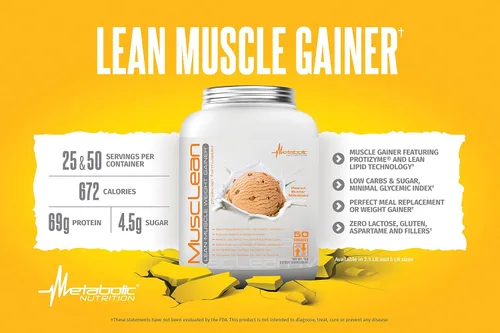 Miniatura 3 de Metabolic Nutrition - Musclean - Batido, reemplazo de comidas con alto contenido de proteínas de suero de leche, nutrición de mantenimiento, baja