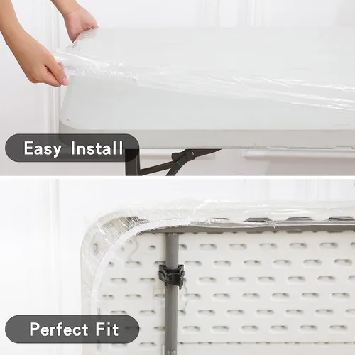 Miniatura 4 de Pioggia - Mantel de vinilo transparente redondo con borde elástico, impermeable y resistente al aceite, cubierta de plástico para mesa, ideal