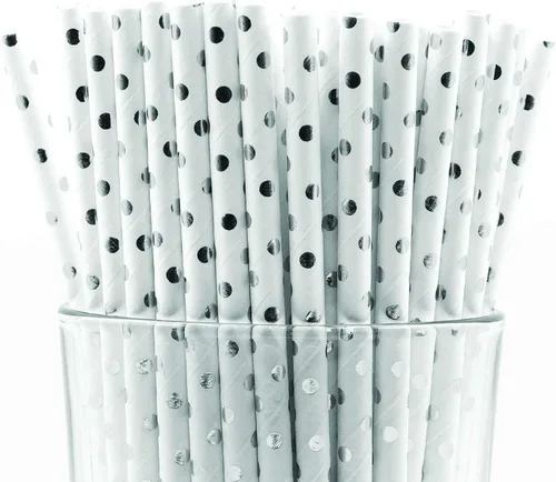 Miniatura 7 de Paquete de 150 pajitas de papel biodegradables con lunares rojos de 4 capas (compostables, no tóxicas, sin BPA)