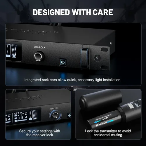 Miniatura 5 de Phenyx Pro UHF Sistema de Micrófono Inalámbrico Inteligente, Micrófonos Inalámbricos Duales con Escaneo y Sincronización Automática, Potencia de RF