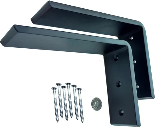 Miniatura 4 de Dmax Soportes en L resistentes de acero negro de 6 x 8 pulgadas, soportes de soporte ocultos de encimera 3/8 pulgadas de grosor, soporta 150