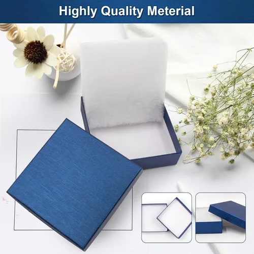Miniatura 2 de opaprain Cajas de regalo azules de joyería de cartón, paquete de 20 unidades de 3.5 × 3.5 × 1 pulgada, se aplica a mostrar collares, anillos