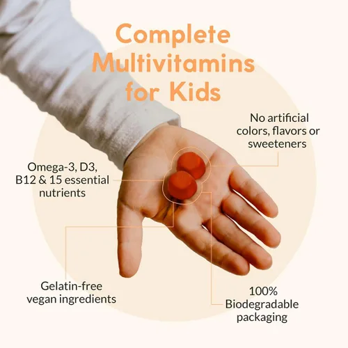 Miniatura 7 de Complete Kids - Gomitas multivitamínicas con Omega 3, 6, 9, vitamina B12, ácido fólico, yodo, vitamina C, zinc, vitaminas esenciales diarias