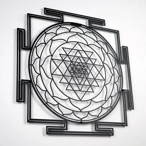 Miniatura 3 de Colorfull Worlds Sri Yantra - Arte de pared de metal, decoración de pared de chakras de geometría sagrada, meditación de inauguración de la casa