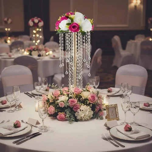 Miniatura 2 de Centros de mesa de cristal para mesas, soporte de flores doradas para boda, fiesta, centro de mesa, decoración del hogar Dorado