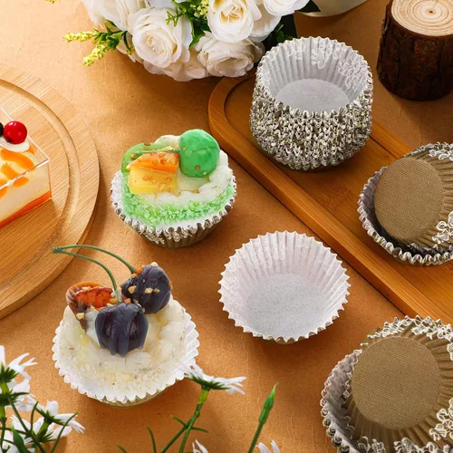 Miniatura 6 de Funtery 300 forros para cupcakes de boda, de encaje rústico, estilo bohemio, para magdalenas, tazas para hornear, a prueba de grasa, para bodas