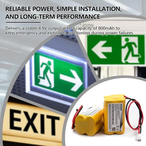 Miniatura 2 de Paquete de 2 baterías de Ni-CD de 4.8 V 800 mAh BL93NC487 para Emergi-Lite BL93NC487, luz de salida Co BAA-48R BAA48R, Interstate NIC0186, Dantona