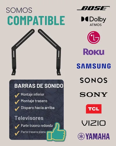 Miniatura 6 de ECHOGEAR Soporte de montaje de barra de sonido para debajo del televisor, altura y profundidad ajustables para máxima compatibilidad entre TV