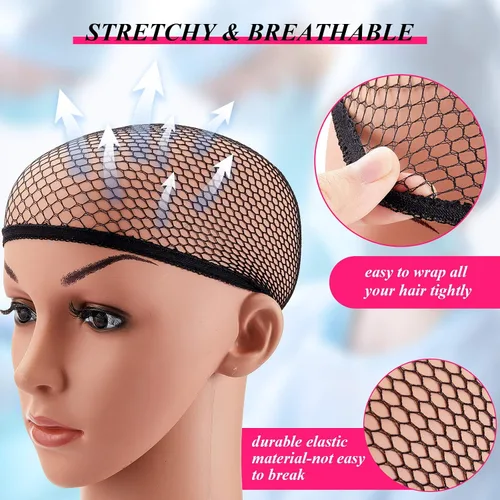 Miniatura 4 de eBoot paquete de 3 gorros peluca, Malla neutra Beige y Negro