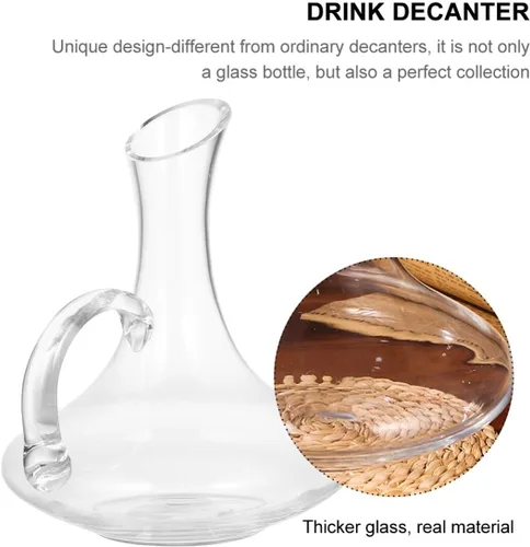 Miniatura 9 de Decantador de vino de vidrio con asa, decantador de vino tinto transparente para amante, jarra