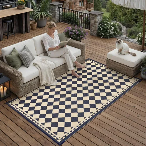 Miniatura 32 de HUGEAR Alfombra para RV Exterior Tapete Impermeable Alfombras para Exteriores 9'x12' para Patios Liquidación Alfombra Exterior Alfombras de Camping