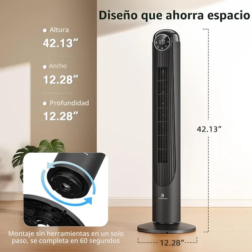 Miniatura 7 de Antarctic Star T36 Tower Fan-36 Inch, Bladeless Oscillating Fan with Remote, 6 Speeds & 4 Modes, LED Display, 9H Timer, Quiet Floor Standing Fan for