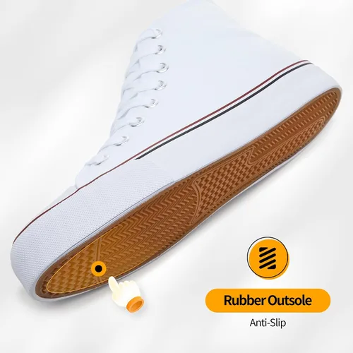Miniatura 6 de ZGR Zapatillas de lona con cordones para mujer, con parte superior alta, zapatillas casuales para tenis y caminar