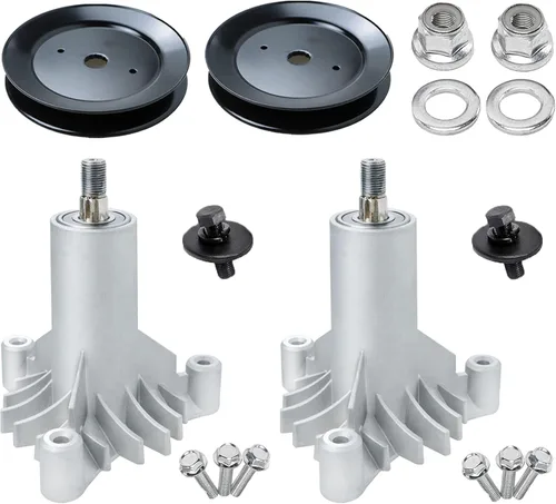 Miniatura 10 de Kit de reconstrucción de cubierta de 42 pulgadas para Husqvarna Craftsman LT1000 LT2000 con 2 husillos 130794 532130794, 2 cuchillas 134149, polea