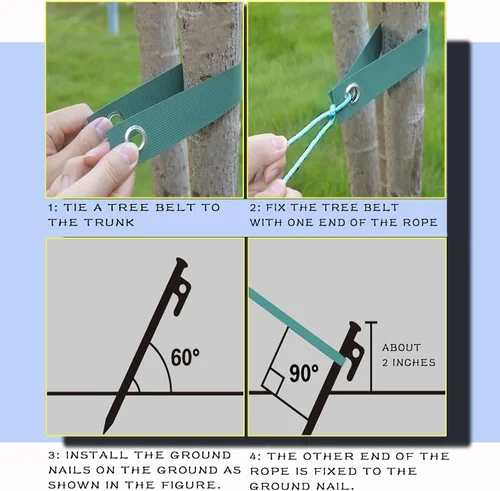 Miniatura 5 de Kits de estacas para árboles, estacas y kits de soporte para protección contra huracanes y mal tiempo, incluye 3 estacas de acero resistente de 11.8