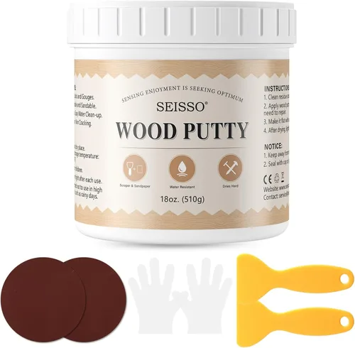 Miniatura 12 de SEISSO Masilla para Madera, Masilla de Nuez para Molduras, Masilla para Madera Pintable, Teñible, Masilla para Madera a Base de Agua para Nogal