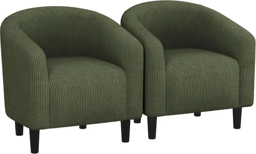 Miniatura 15 de Yaheetech Juego de 2 sillones, silla de club de tela de bouclé, silla elegante de sherpa con asiento suave y acolchado para sala de estar, Negro