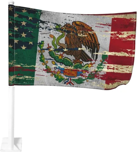 Miniatura 6 de Bandera de México con clip para ventana, 12 x 18 pulgadas, pancarta de decoración de automóvil de doble cara, protección UV de poliéster Bandera