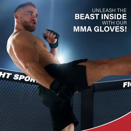Miniatura 8 de BEAST RAGE Guantes de artes marciales para hombres y mujeres, guantes de artes marciales para combate, palma ventilada, cuero vegano, lucha