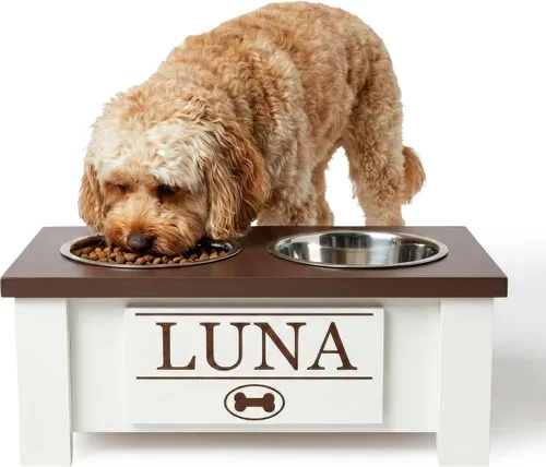 Miniatura 85 de GrooveThis Woodshop Soporte Personalizado de Cuenco Elevado para Perros de Tamaño Grande, Mediano, Pequeño y Extra Pequeño - Cuencos de Acero Negro