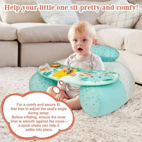 Miniatura 7 de Baby Donut Sit Me Up Asiento de suelo para 3-36 meses, asiento inflable para bebé con funda, silla de actividades para sentarse, bandeja sensorial