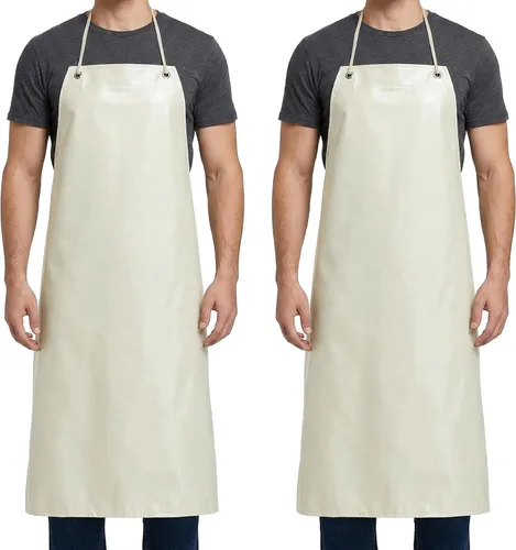 Xpose Safety Heavy Duty Vinyl Waterproof Aprons, White - For Home, Industrial and Commercial Use - Chemical Resistant Blanco