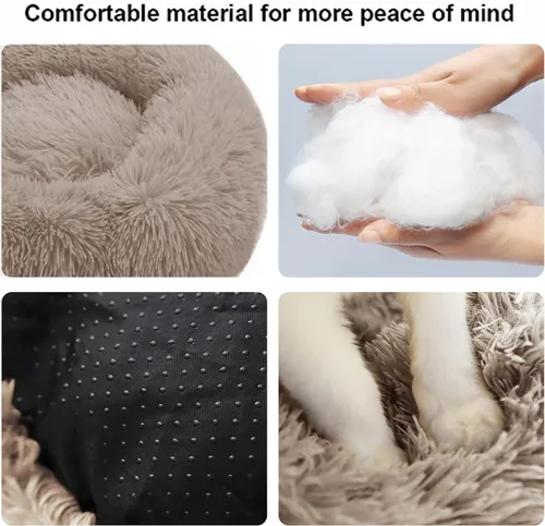 Miniatura 2 de Nisrada Cama para perros pequeños, medianos y grandes, 20 pulgadas, relajante, lavable, redonda, acogedora, suave, cama para mascotas para cachorros