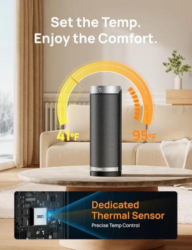 Miniatura 4 de Dreo Calentadores de espacio para uso en interiores, calentador eléctrico con control remoto para dormitorio grande, 16 pulgadas mejorado 1500 W