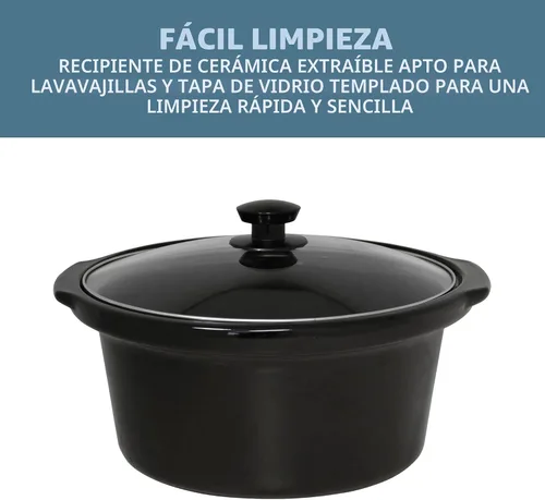 Miniatura 4 de Olla de cocción lenta West Bend de 4 cuartos manual estilo cerámica con olla de cerámica ovalada apta para lavavajillas y tapa de vidrio, dos