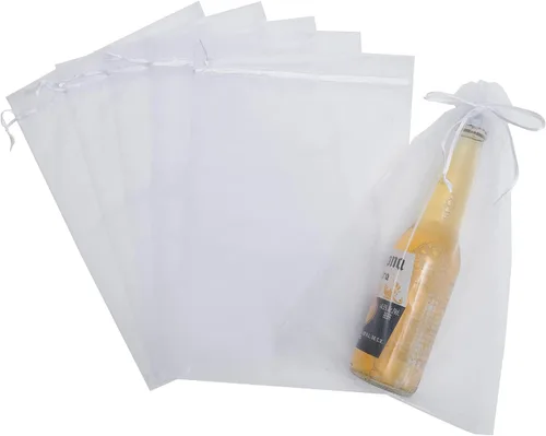 Miniatura 2 de 25 bolsas de organza con cordón de 8 x 12 pulgadas, regalo de fiesta de boda, juguetes, bolsas de maquillaje, bolsa de regalo Blanco