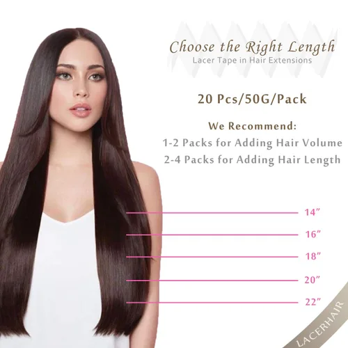 Miniatura 7 de Lacer Extensiones de cabello humano con cinta, extensiones de cabello humano con pegamento, color #6 castaño medio a #60A rubio platino Remy lacio