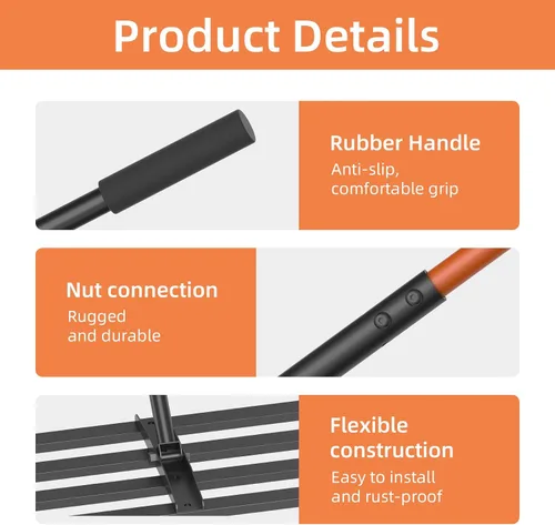 Miniatura 5 de Rastrillo nivelador de 30 x 10 pulgadas para kit de nivelación de patio trasero, herramienta de nivelación de césped resistente de 6.5 pies