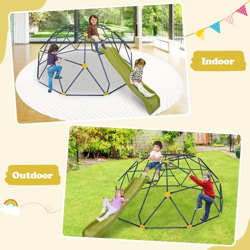 Miniatura 6 de HONEY JOY Cúpula de escalada con tobogán ondulado, barra de mono de gimnasio de la selva de 13.3 pies para patio trasero, juguetes de escalada al