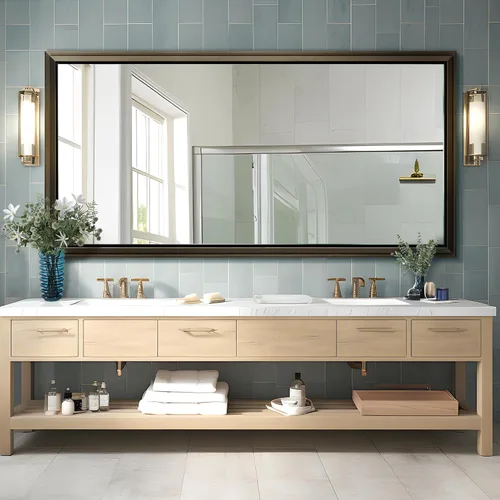 Miniatura 14 de NicBex Espejo de tocador de baño de 40 x 30 pulgadas, marco de aleación de aluminio, espejo montado en la pared para dormitorio, vestidor, sala