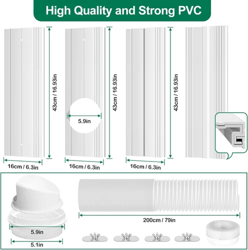 Miniatura 3 de Kit de ventana de aire acondicionado portátil mejorado con manguera de escape de 5.9 pulgadas, kit de ventilación de ventana de aire acondicionado