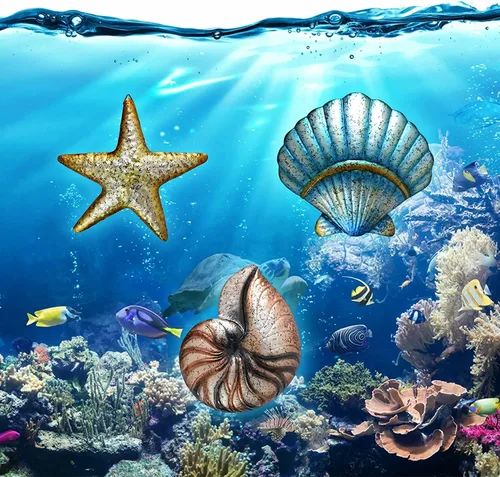 Miniatura 7 de Weibefee 3 piezas de decoración de pared de playa de metal, conchas de estrella de mar, decoración del día de la madre, decoración del día