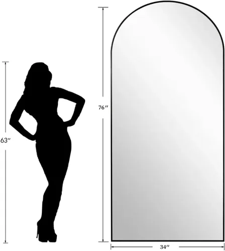 Miniatura 8 de Dewfig - Espejo grande arqueado de longitud completa/cuerpo completo, espejo de piso de 76 x 34 pulgadas, espejos de cuerpo completo para apoyar