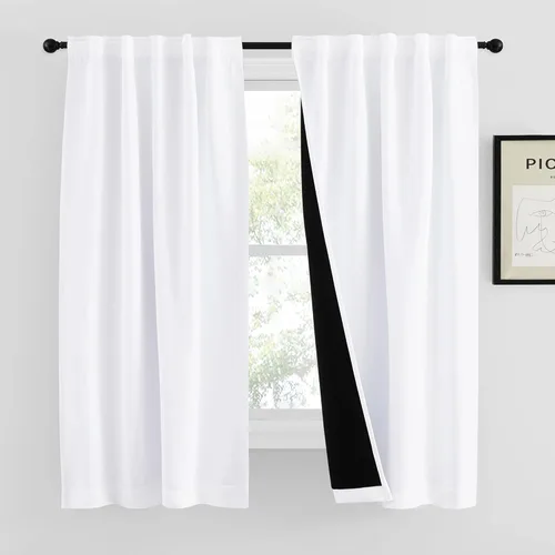 Miniatura 23 de NICETOWN Paneles de cortinas totalmente opacas para dormitorio que reducen el frío, cubiertas de ventana súper gruesas aisladas, cortinas Biscotti