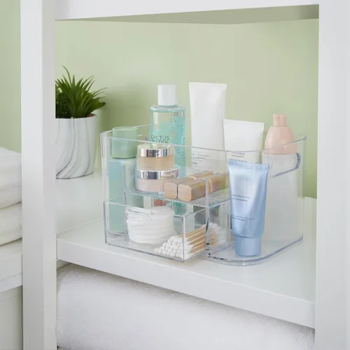 Miniatura 3 de STORi Bliss Organizador de Maquillaje Transparente para Encimera, Organizador de Baño Dividido y Cajón de Almacenamiento, Soporte para Brochas