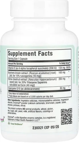 Miniatura 2 de Maxi Health CircuMax - Suplementos de circulación sanguínea de alta potencia con castaño de indias y escoba de carnicero - Venas varicosas, alivio