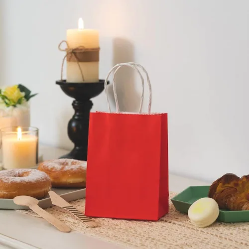 Miniatura 4 de AWELL Pequeña bolsa de papel roja con asa, bolsa de recuerdos de fiesta, 6 x 4.5 x 2.5 pulgadas, para boda, cumpleaños, día de San Valentín