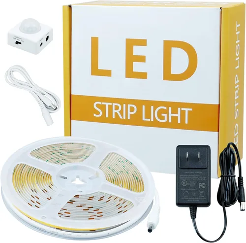 Miniatura 8 de GOMING Tira de luz LED COB con sensor de movimiento 5M (16.4 pies) Blanco frío 6000K 3 modos de iluminación 3 modos de temporización de apagado 3