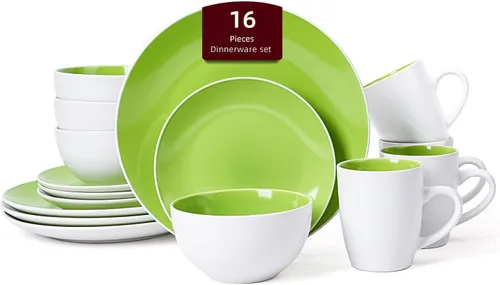Miniatura 36 de Juego de 6 platos llanos en forma de cupé de gres de 10.5 pulgadas, muy rosa