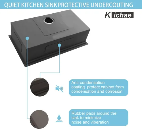 Miniatura 9 de Kichae 33 Fregadero de cocina empotrado - 33 x 19 Fregadero de cocina empotrado con estante para estación de trabajo de acero inoxidable de calibre