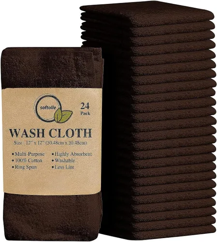 Miniatura 28 de Paquete de 24 paños 100 % algodón (12 x 12 pulgadas), suaves, altamente absorbentes, toallas para la cara, paños de lavado para la cara, hilado