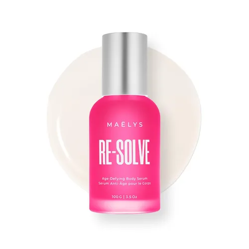 MAËLYS RE-SOLVE - Suero corporal que desafía la edad, suero corporal hidratante para piel crepey con ácido hialurónico, suaviza visiblemente la piel