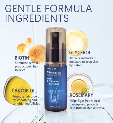 Miniatura 2 de Minoxidil - Solución tópica al 5% en aerosol de suero para barba/crecimiento del cabello de los hombres, anti pérdida de cabello, hace que