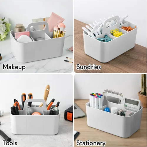 Miniatura 5 de Tiawudi Paquete de 2 Organizadores Caddy con Asa, Caddy de Plástico Portátil, Organización de Almacenamiento para Limpieza, Baño, Maquillaje, Arte